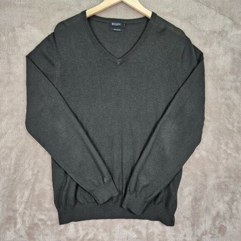 Tiger Of Sweden Fine Italian Yarn Sweater Mens Size L Green Pullover Long Sleeve